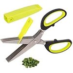 GOURMEO Herb Scissors - Stainless Steel Multi Blade Food Shredding Cutter - Kitchen Chopping Scissors with 5 Blades and Cover & Comb for Herb Removal