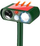 Solar Ultrasonic Cat Repellent Outdoor, Motion Activated Animal Repeller Solar Powered Waterproof, Cat Fox Squirrel Deterrent with Flashing LED Light for Garden Yard Farm Pest Control