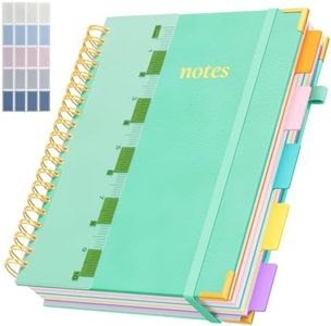 XYark A4 Hardcover Spiral Notebook, 8.5"x11" College Ruled Notebooks with Removable Dividers Tabs & Ruler, 5 Subject Notebook 300 Pages, Large Lined Journal for Women Men School Work Office, Blue
