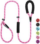 PLUTUS PET Slip Lead Dog Leash, Anti-Choking with Traffic Padded Two Handles, Reflective Strong Sturdy Heavy Duty Rope Leash, 6FT Dog Training Leash for Medium Large Dogs, 6' Pink