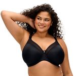 Elomi Women's Smooth Underwire Molded Bra, Black, 40GG