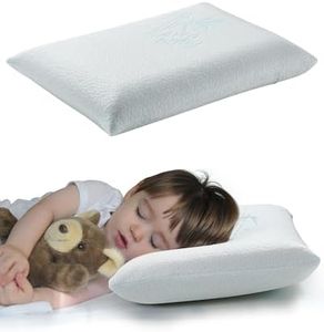 ATTABABY Toddler Pillow, Adjustable Memory Foam Small/Mini Pillow for Toddler 2 Years & Above, for Kids Sleeping, Napping or Traveling, Washable No Zipper Pillowcase, 13” x 18”