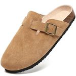 Maxome Women's Clogs Soft Suede Clogs for Women Cork Footbed Mules for Women Slip on Sandals Comfort Casual Arch Support Lightweight Slippers for Indoors and Outdoors Activities