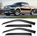 Window Visors Rain Guards for 2009-2018 Dodge Ram 1500 Crew/Mega Cab, Tape-on Window Vent Shade Deflectors for 2010-2024 Ram 2500 & 3500, 2019-2024 Ram 1500 (Classic Body Only)