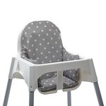 Messy Me High Chair Cushion for IKEA Antilop Highchair. Easy to fit and Fully Wipe Clean. Also fits IKEA BLANES and Bebe Style 2 in 1 Classic high Chairs(Soft Grey Stars)