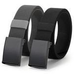 JASGOOD 2 Pack Stretch Web Belt for Men with Metal Buckle Outdoor Work Sports Hunting Hiking（Black+Grey)