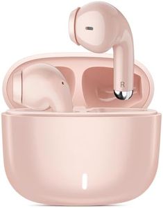 Wireless Earbuds for Samsung S25 S24 Ultra S23 Fe S22+ S21, 5.3 Bluetooth Earbuds Cordless Ear Buds with Mic Touch Stereo Wireless Headphone for iPhone 17 Air 16 15 Pro Max 14 Plus Pixel 10 XL, Pink