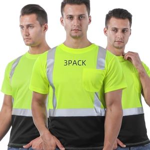 sesafety High Visibility Shirts for Men Class 3 Hi Vis Reflective Construction Shirts for Men with Pocket Safety T Shirts