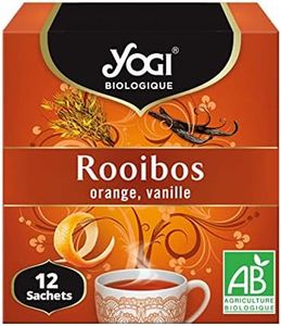 Yogi Biologique Rooibos, Infusion 100% Bio à l’Orange et à la Vanille, 12 Sachets Thermosoudés et Sans Agrafe, 1 Boîte 24 g