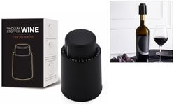 HopingMore 4.5x4.5x7cm Wine Stopper w/Vacuum Pump & Time Scale Record,1.8×1.8×2.75" Vacuum Champagne Bottle Preserver Saver,Reusable Wine Stoppers Corks Keep Fresh (Black)