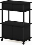 Furinno Turn-N-Tube Kitchen Storage Cart with Cabinet with Lockable Wheels, Americano/Black