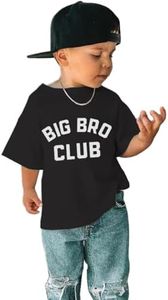 CM C&M WODRO Big Brother Shirt Toddler Baby Boy Big Bro Club Letters Print T-Shirt Tees Kid Summer Short Sleeve Clothes(Black,3-4 Years)