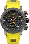 LIV GX1 Swiss Made Chronograph 45mm 316L SS Case, 3D Multi-Layer w/Quickset Date - Rugged Classic Watch for Men- Scratch Resistant Sapphire Crystal - 660 Feet Water Resistant - BGW9 Swiss Luminova