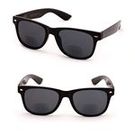 Classic Bifocal Outdoor Reading Sunglasses - Comfortable Stylish Simple Readers Rx Magnification (2 Black Lens, 2.25)