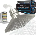 SparkPod Luxury Filtered Shower Head Set 23 Stage Shower Filter - Reduces Chlorine and Heavy Metals - High Pressure Showerhead Filter (8" Square, Elegant Brushed Nickel)