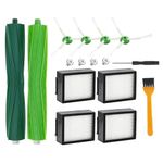 Replacement Parts Compatible with iRobot Roomba i7 i7+ i2 i3 i3+ i4 i4+ i6 i6+ i8 i8+/Plus j7 E5 E6 E7, 2 Rubber Brushes, 4 HEPA Filters, 4 Side Brushes, 1 Screwdriver, 1 Cleaning Brush,12 Pack