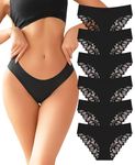 READY TO LOVE Underwear Women Lace Seamless Knickers For Women Sexy Panties For Women Soft And Comfortable Brazilian Knickers Bikini & Briefs 6-Pack（S） Black