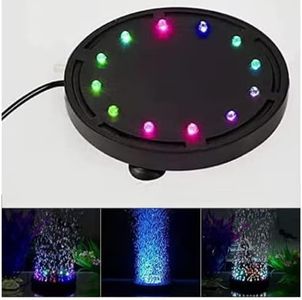 SANSEFERO Premier Plants 5 inch 12LEDs Disk Air Bubble Air Stone for Fish Tank with Multi-Colored Submersible Light for Aquarium and Fish Ponds(Q12)