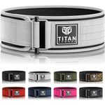 Titan Armour® Premium Self-Locking Weight Lifting Belt | Gym belt: Crossfit, Powerlifting, Deadlift, Olympic Lifts, Squats | Functional Weightlifting Belt | Men & Women | UK Brand (Glacier White, S)