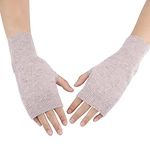 DWE Cashmere Fingerless Gloves, Half Fingerless Gloves Winter Thermal Women Gloves Mittens Thumb Hole Wrist Warmers Gloves Christmas Gifts for Girls Ladies (Tawny)