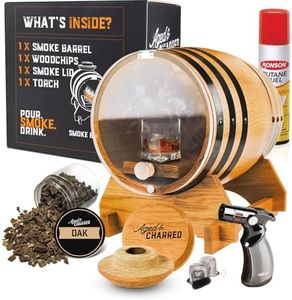 Old Fashioned Cocktail Kit for Whiskey, Bourbon & More - Premium Barrel Set, USA Oak - Cocktail Smoker Kit with Torch - Bourbon Gifts for Men - (with Butane)