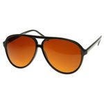 zeroUV - Retro 80s Vintage Blue Blocking XL Large Plastic Aviator Sunglasses (Classic Series | Black / Orange)