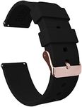 BARTON WATCH BANDS 24mm Black Soft Silicone Quick Release - Rose Gold Buckle