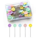 100 Pieces Sewing Pins Safety Dressmaking Pins for Crafting Knitting Quilting Pins with Storage Box Assorted Colors Glass Head Pins for Jewelry Decoration (Button type)