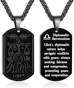 Zocomi Zodiac Sign Dog Tag Necklace for Men Boys, Stainless Steel Horoscope Astrology Pendant Chain Birthday Jewelry Gifts 24Inches, *Gemini, Stainless Steel, No Gemstone