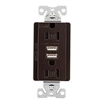 Cooper Wiring TR7755RB-K-L Combination USB Charger with TR Duplex Receptacle, Wire Leads, 12-14 AWG, 125 VAC, 15 A