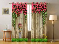 CVR Home Decore 3D Printed Beautifully Desgin Digital Printed Polyester Fabric Curtainss - Pack of 2 Curtains with Eyelet Ring for Long Door (9 feet) (4 x 9 Long Door)*Z132