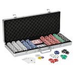 Fat Cat by GLD Products 11.5 Gram Texas Hold 'em Claytec Poker Chip Set with Aluminum Case, 500 Striped Dice Chips, 24.25 Inch