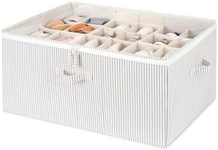 StorageWorks Shoe Organizer for Closet, Fabric Shoe Storage Bins with Clear Cover, Adjustable Dividers for Shoe Storage, Gray and White Stripes, 1-Pack, Shoe Cube Organizer Fits up to 24 Pairs