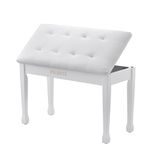 FILISITE Microphone Piano Bench with Tufted Seat, Backrest, Black (White)