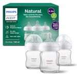 Philips Avent Natural Glass Baby Bottles with Natural Response Nipples (Slow Flow, Flow 2), 4oz, 3-pack, SCY910/03