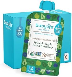Babylife Organics Stage 2 – Heavy Metal Safe, Organic Baby Food - Spinach, Apple, Pear & Blueberry, 3.5 Ounce Pouch (6 Pack)
