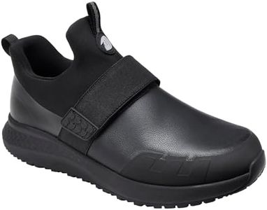 Delobi Non Slip Work Shoes for Men Slip On Food Service Kitchen Chef Restaurant Shoes Waterproof Slip Resistant Walking Sneakers Lightweight Comfortable Working Footwear Leather Size 12 Black