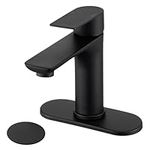 Tohlar Bathroom Faucet Black - Single Hole Bathroom Faucet with Pop Up Drain, Matte Black Bathroom Sink Faucet 1 Hole, Single Handle Washroom Faucet Vanity Faucet Basin Mixer Tap