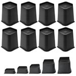 MYMULIKE Bed Risers 2 inch, 3 inch, 4 inch, 6 inch or 8 inch Heavy Duty Furniture Risers, Up to 6000 Lbs L shaped Design Bed lifts Blocks for Couch Desk Sofa Table bookshelf（Black 8 Pack,6 inch）