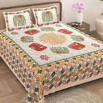 Jaipur Weaves Bedsheet King Size 100% Pure Cotton Bed Sheet with 2 Pillow Covers, Jaipuri Soft Cozy Bedsheets Set,108x108 inches/ 9ftx9ft (Royal Elephants Green, Super King)