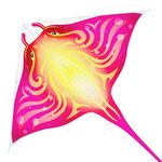 Mint's Colorful Life Devil Fish Kite for Kids Adults, Delta Kite Single Line Large, Kite Handle Include (Pink)