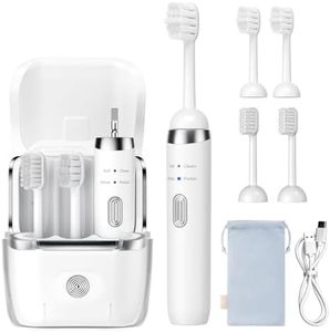 Niceble Portable Sonic Electric Travel Toothbrush Kit- 4 Modes, Smart Timer, Travel Case, Drying Function, Four Replacement Brush Heads - Rechargeable Home & Travel Essential for Adults