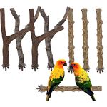8 Pcs Bird Perches, Natural Wood Bird Stand Branch Set, Wooden Parrot Perch Paw Grinding Stick Branch Chewing Stick Exercise Training Branch Bird Cage Accessories for Budgies Cockatiel Parrot Toy