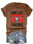 Vintage Texas T Shirt 1845 Womens Summer Funny Casual Map Graphic Tees Short Sleeve Tops, H-brown, L