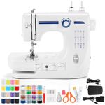 Sewing Machine, Mini Sewing Machine, Portable Sewing Machine Electric Portable for Beginners, 12 Built-In Stitches Dual Speed with Foot Pedal & Sewing Kit (Upgraded Double Needle)