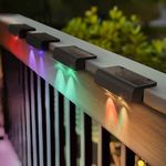 FabStyl Solar Fence Lights Outdoor 4 Pack, Solar Step Lights Outdoor Waterproof IP66, RGB Solar Deck Lights for Outdoor Stairs, Step, Fence, Yard, Patio, Pathway, Deck Halloween Christmas Decoration