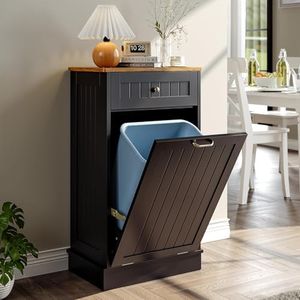 LOUVIXA Dog Proof Trash Bin Cabinet, Black