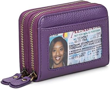 GAEKEAO Portefeuille Femme en Cuir véritable Blocage RFID Porte-Cartes de crédit, Petit à Fermeture éclair Porte Monnaie pour Femmes avec 9 Emplacements de Carte,Violet