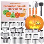 Rolcoassuns 27PCS Halloween Pumpkin Carving Kits,Pumpkin Carving Tools Set with 23PCS Stainless Pumpkin Carving Stencils,3 Carving Tools&1 Mallet for Adults Kids Easy Safe Fun DIY Halloween Decoration