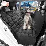 Hopidogie Dog Car Seat Cover 4-in-1, 100% Waterproof Dog Car Hammock for Car Back Seat, Scratchproof Nonslip Back Seat Cover for Dogs Machine Washable Durable Universal fits All Cars Trucks SUV